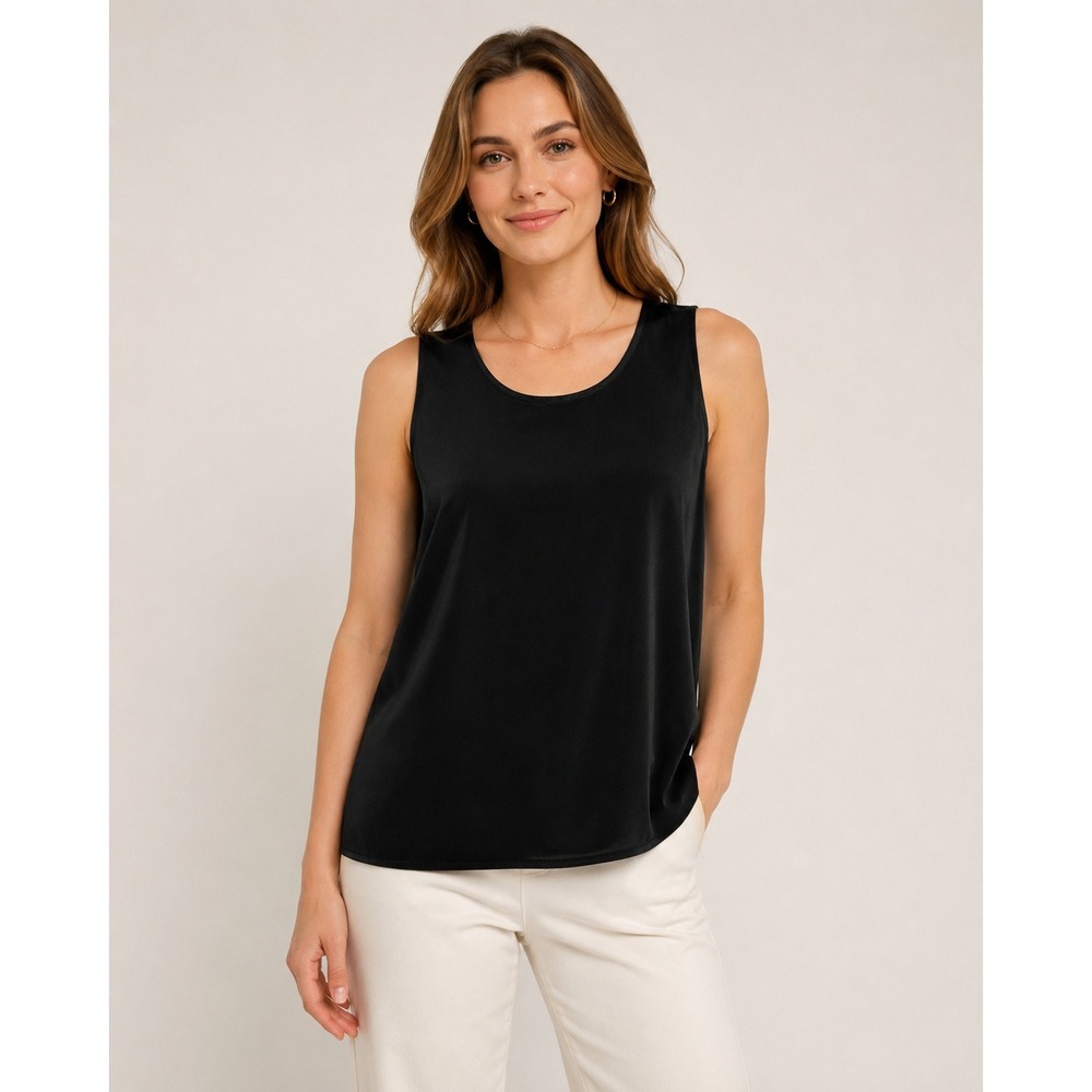 Simply Silk 100% Silk Black Sleeveless Tank Top Large